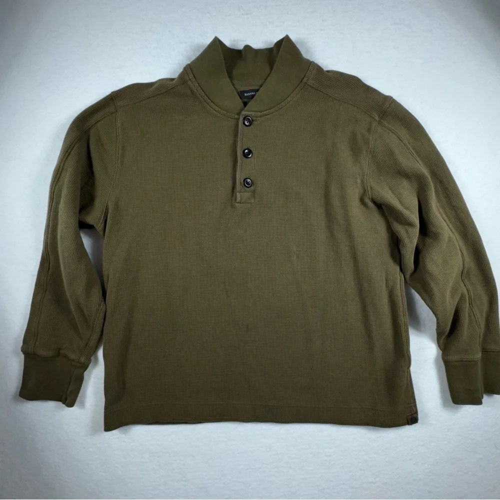 Banana Republic Ski Thermal Waffle Knit Green Men’s Size L
